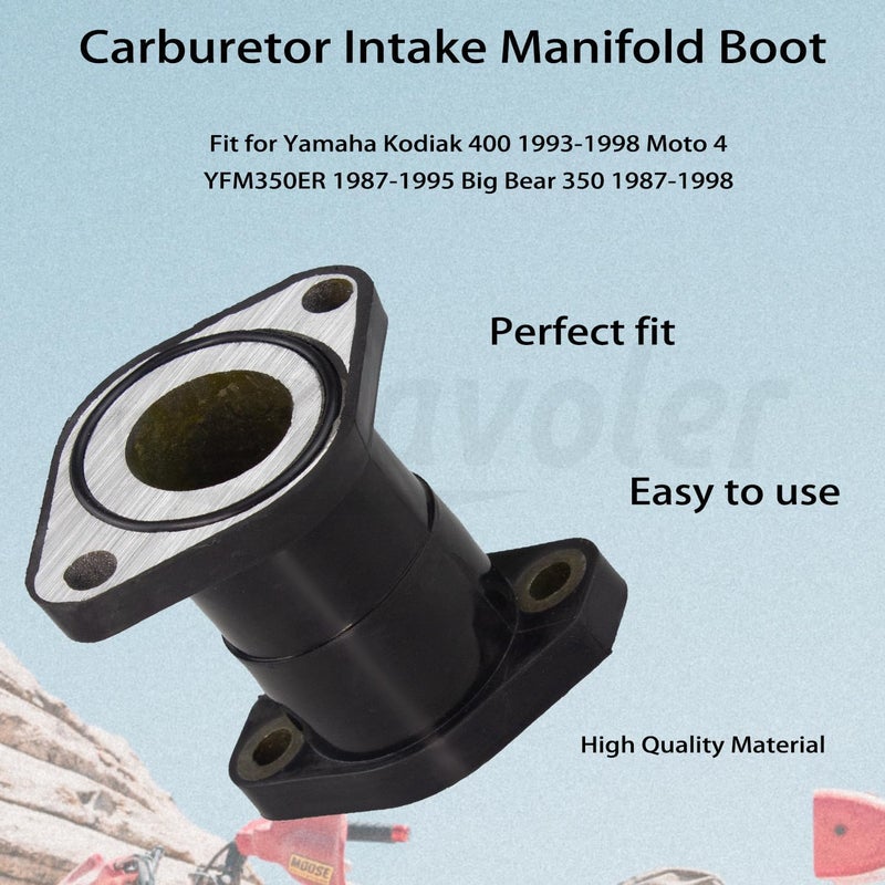 amavoler Carburetor Intake Manifold Boot with Screw Kit Aftermarket Replacement Parts Fit for Yamaha Kodiak 400 1993-1998 Moto 4 YFM350ER 1987-1995 Big Bear 350 1987-1998. - Image 2
